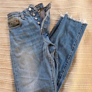 Levi's “wedgie” Button-Fly denim with Raw Hem